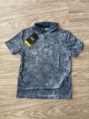 Under Armour Boys' Navy Marble-Print Polo